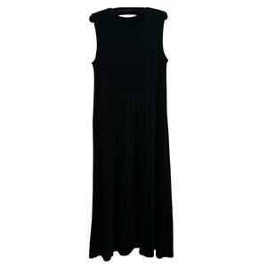 The Row Tetzi Jersey Maxi Dress Black size XS Thick Cotton Sleeveless Round Neck